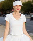 La Rose Club V-Neck Performance Tee - White