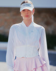 Cropped UV Tennis Jacket with Waist Cinch - White