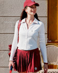 Poise™ Flattering Slim V-Neck Essentials Long Sleeve Golf Polo Top