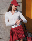 Poise™ Flattering Slim V-Neck Essentials Long Sleeve Golf Polo Top