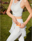 Spin™ Tiered Chiffon Skirt Leggings - White