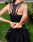 Spin™ Tiered Chiffon Skirt Leggings - Black