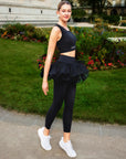Spin™ Tiered Chiffon Skirt Leggings - Black