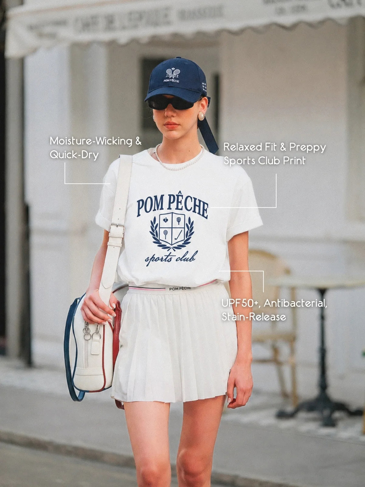 Sports Club Performance Tee - White & Navy