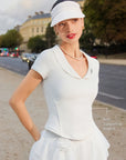 La Rose Club V-Neck Performance Tee - White