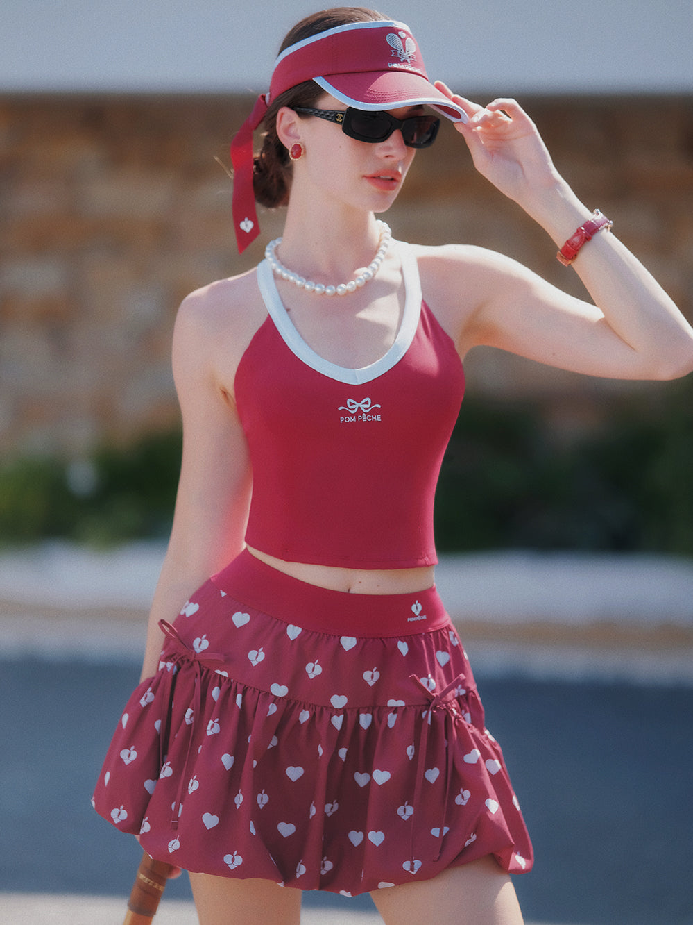 Bubble A-Line Tennis Skirt - Wine Red