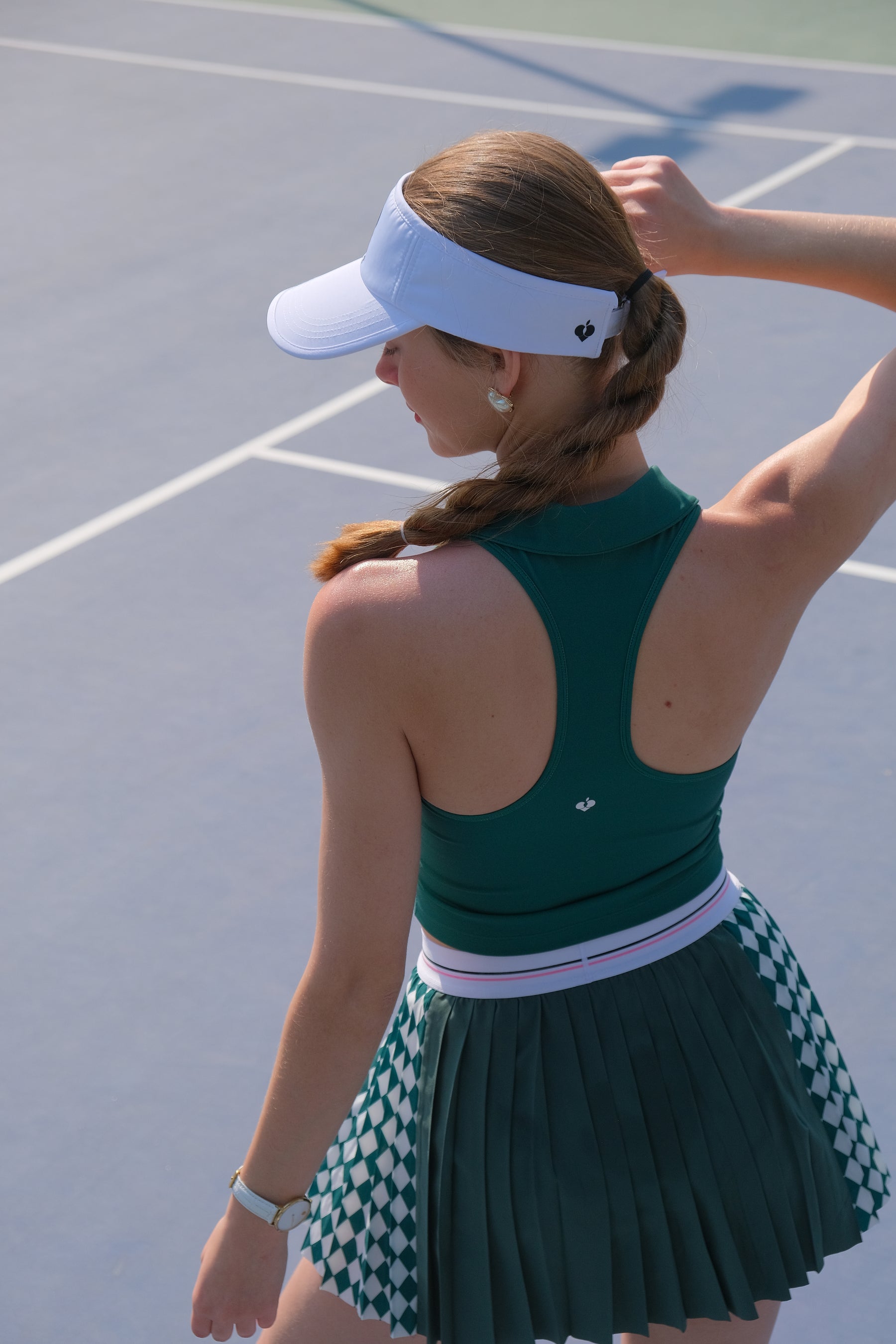 CELESY Green Zip Front Sleeveless Polo CollarTop