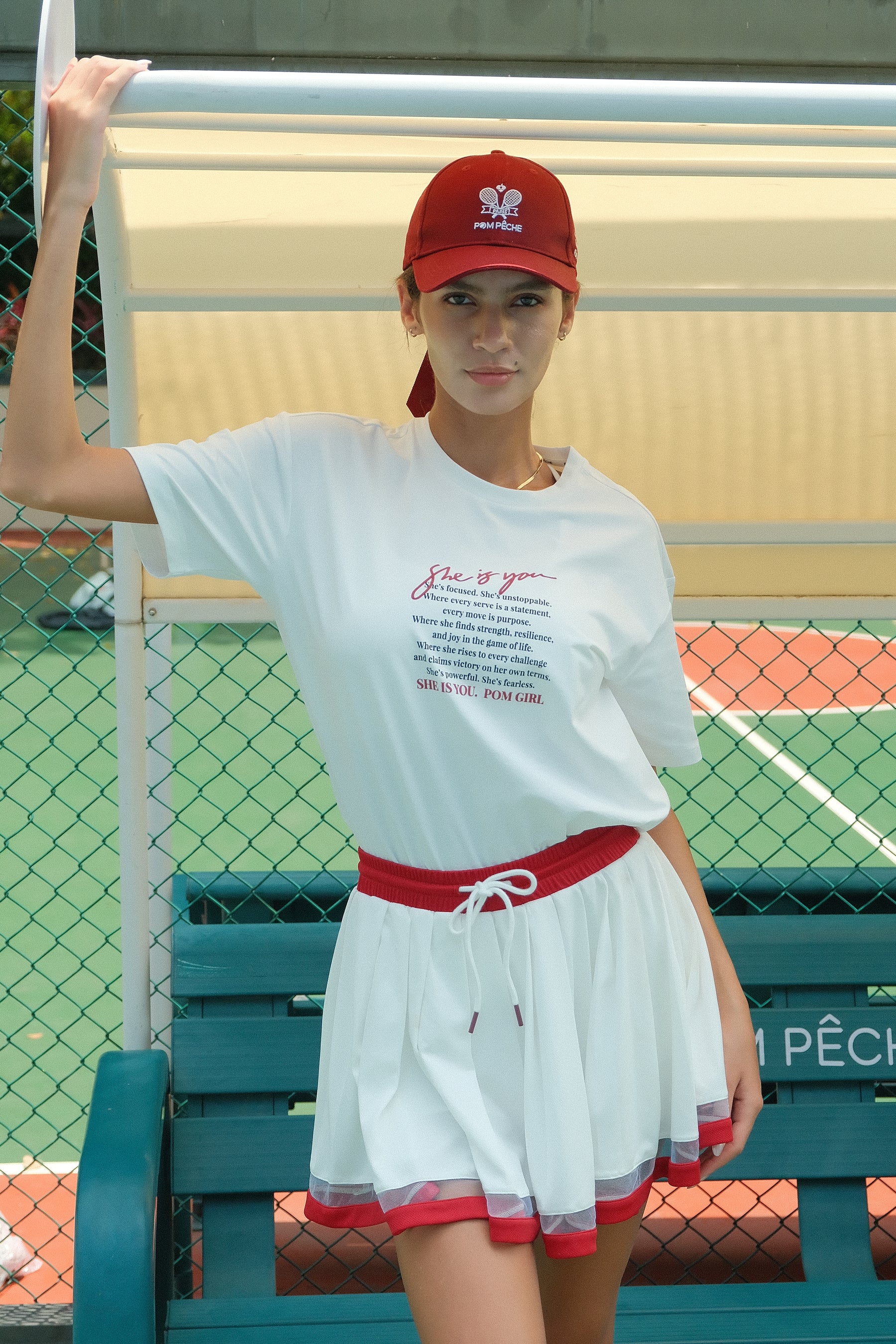 SERENITY Red Text Print Long-Length Tee T-shirt