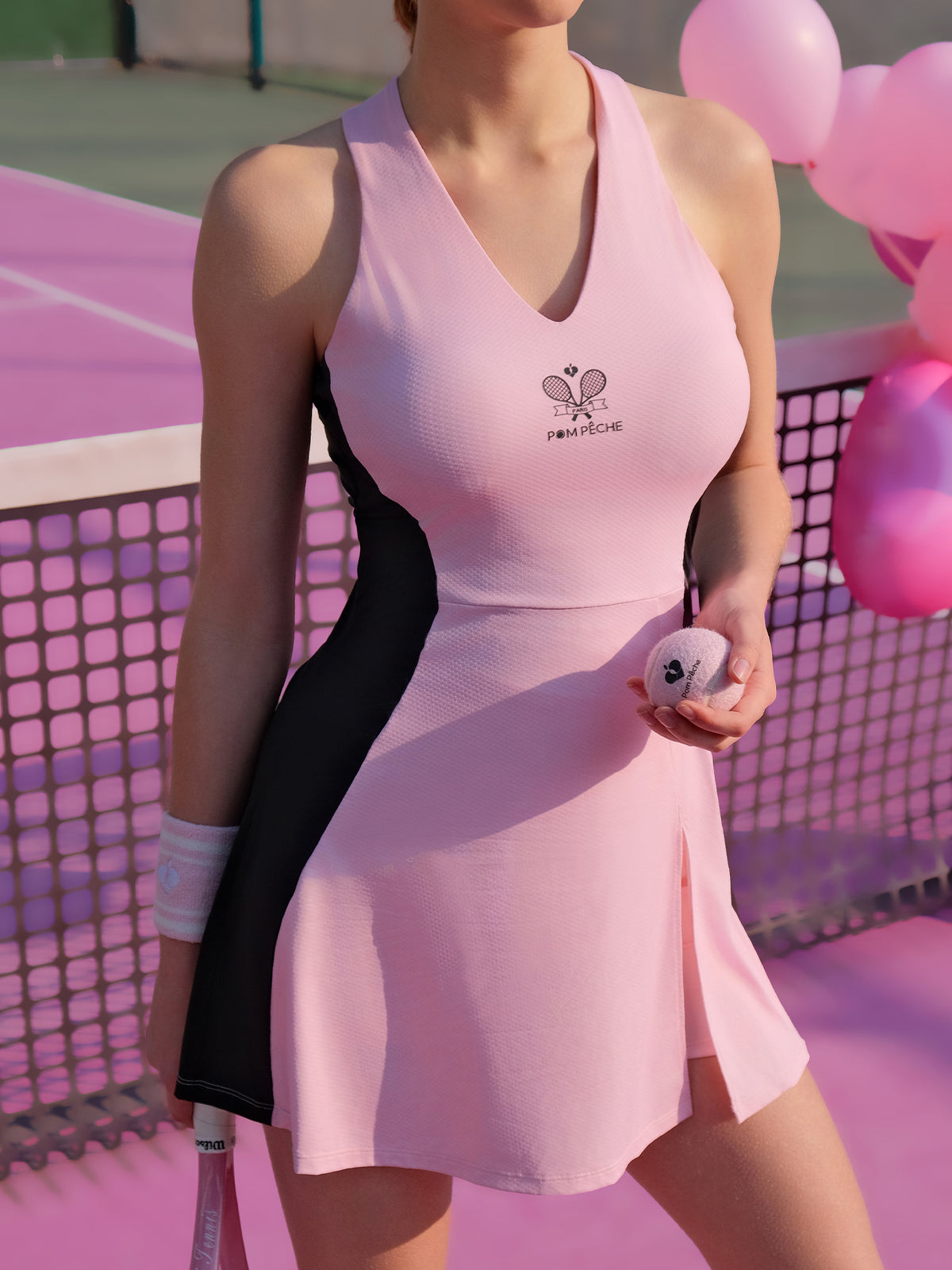 Hermosa V-Cut Colorblock Dress - Pink