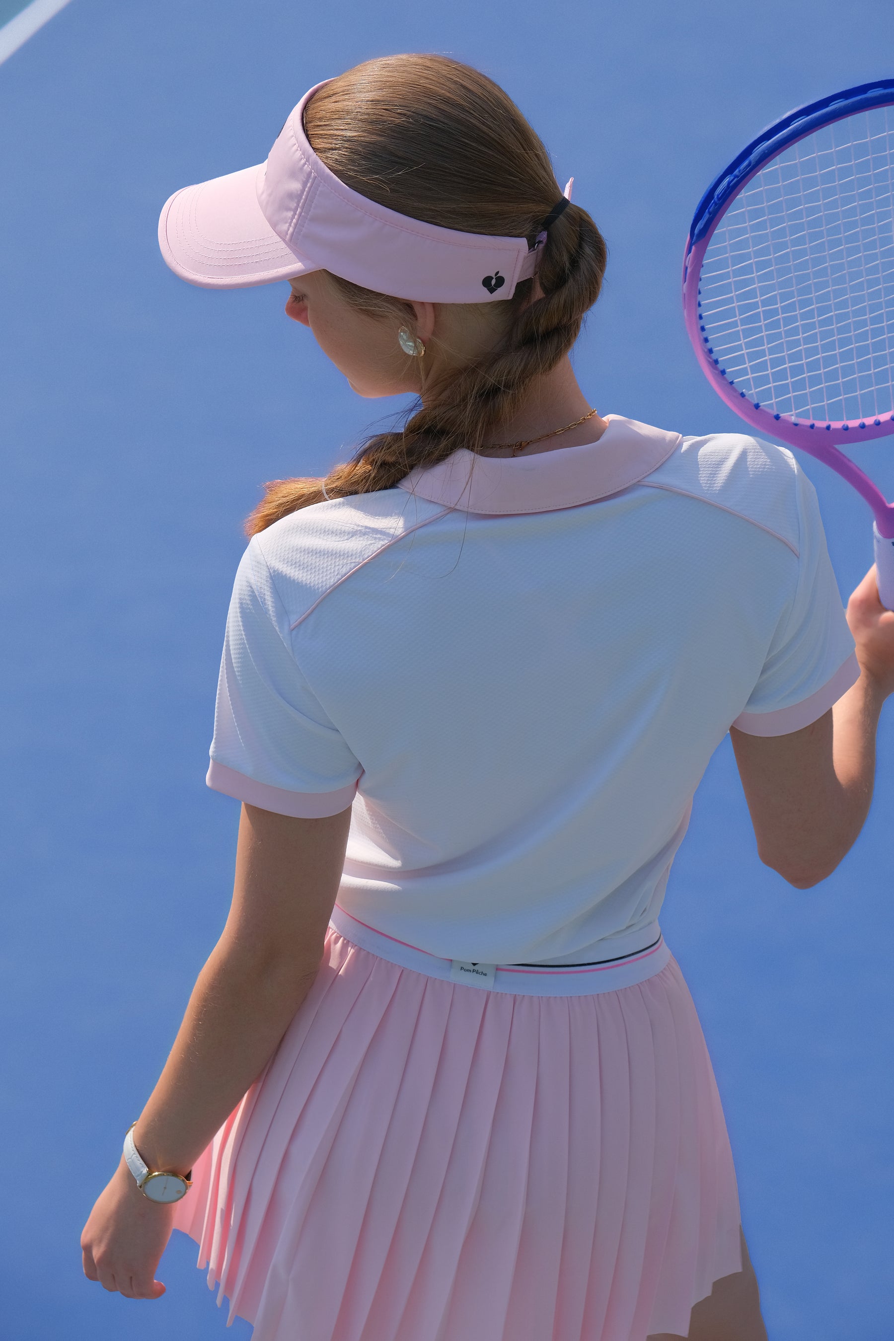 SWAY Pink and White Checkered Pattern polo shirt