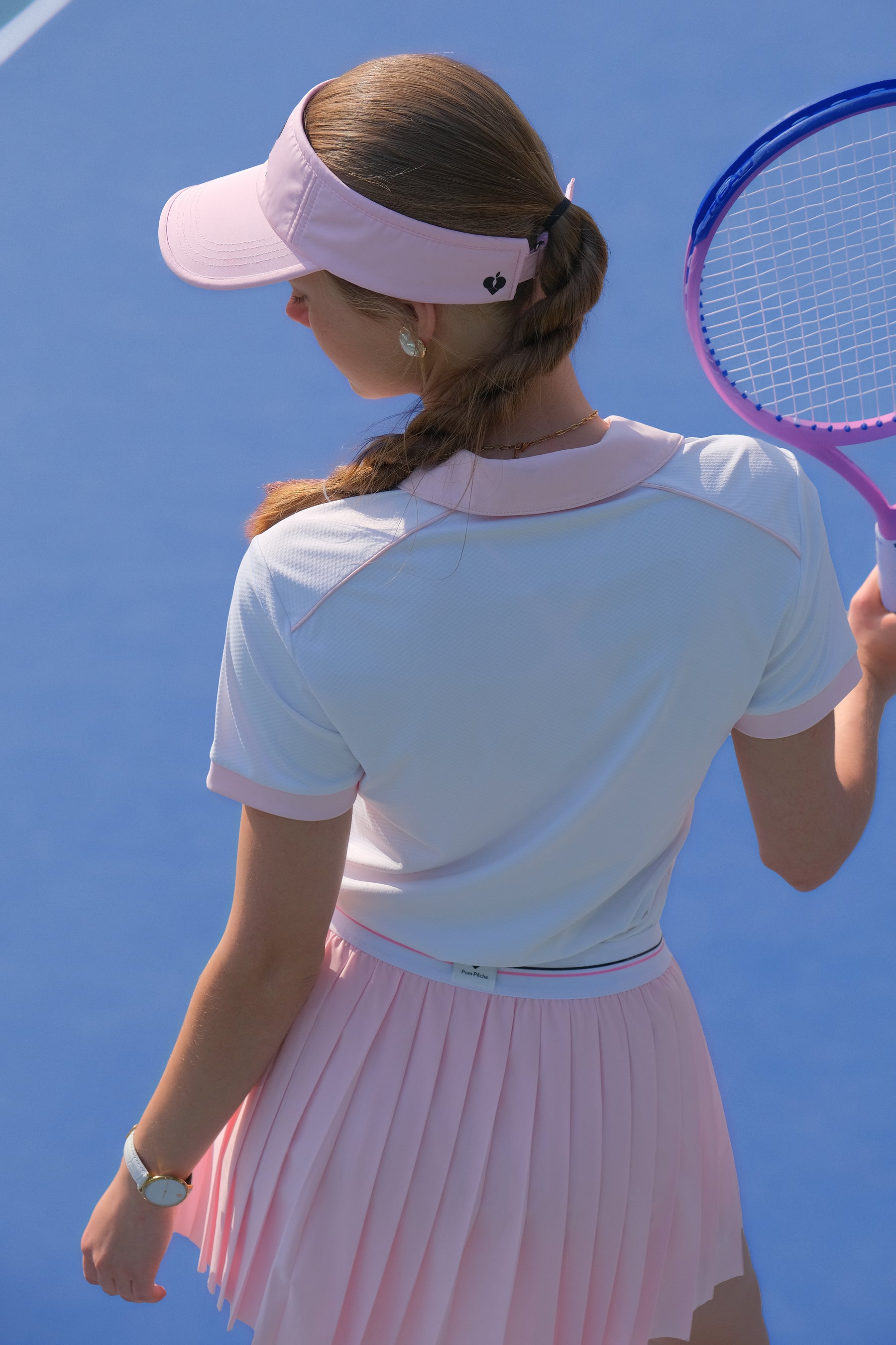 SWAY Pink and White Checkered Pattern polo shirt