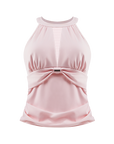 Mesh halter tank from petal tiered tennis set on white background, women’s tennis top display