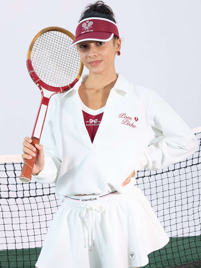 SYIVIA Chic Tennis Sweatshirt - Paris White