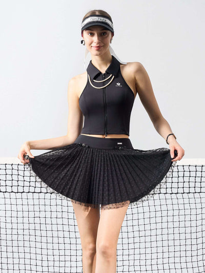 UNA Heart Mesh Layered Skirt - Chanson Black
