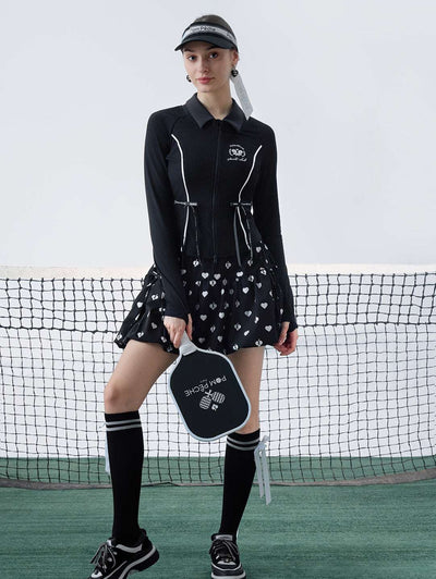 ADALIA Bow Zip-Up Top - Chanson Black