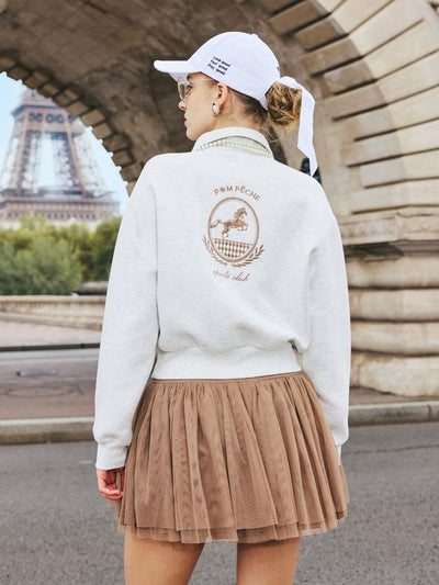 Quarter-Zip Tennis Sweatshirt Gray