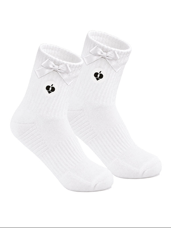 Bow Detail Tennis Crew Socks - White