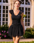 Poise™ Petal V-Neck Tennis Tank - Black