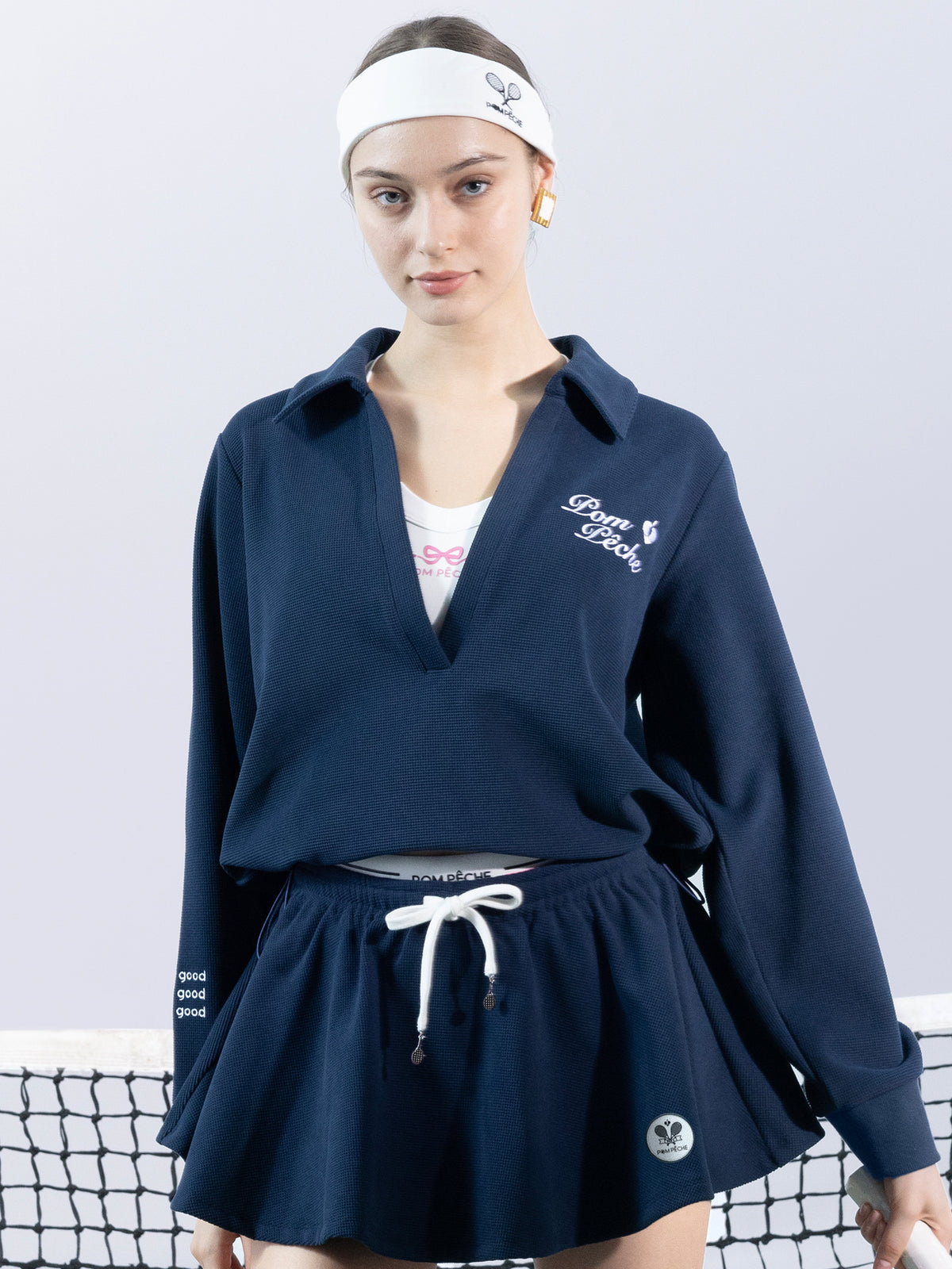 VERONICA Chic Tennis Hoodie - Navy Blue