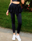 Spin™ Tiered Chiffon Skirt Leggings - Black