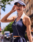 Checkered Cooling Tennis Visor - Navy