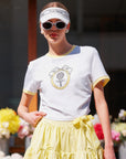 Contrast Trim Tennis Tee - White & Yellow