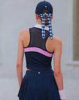 Half-Zip Polo Tennis Tank - Navy Blue