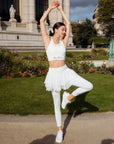 Spin™ Tiered Chiffon Skirt Leggings - White