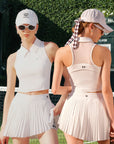 Half-Zip Polo Tennis Tank - White