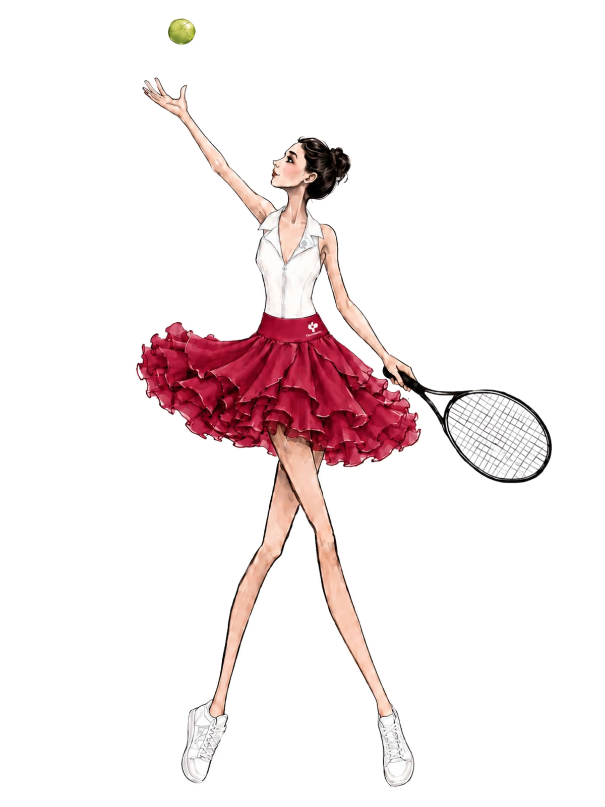 Spin™ Petal Tiered Tennis Skirt – Wine Red