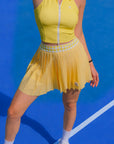 Classic Pleated Tennis Skirt Yellow - Argyle Waist