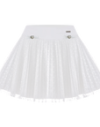 Heart-Dot Pleated Mesh Tennis Skirt - White