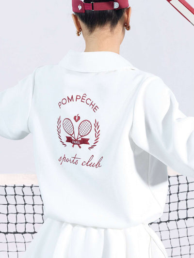 SYIVIA Chic Tennis Sweatshirt - Paris White
