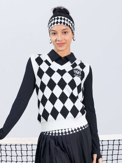 GRETCHED Wool Sweater Vest - Checkerboard