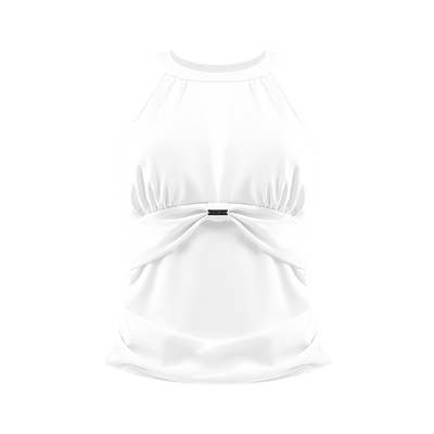 Mesh Halter Tank & Petal Tiered Tennis Set – White
