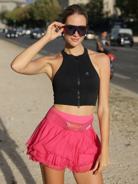 Spin™  Chiffon Layered Running Skirt – Rose Pink