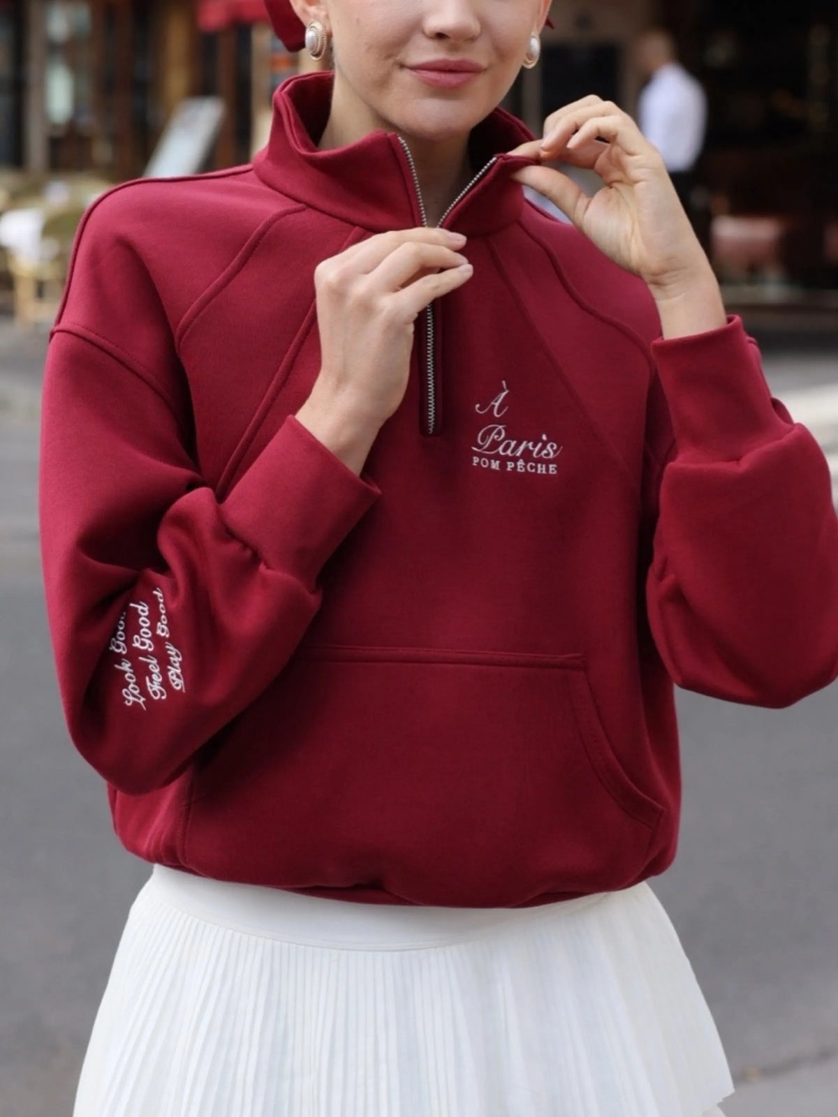 Poise™ Half-Zip Top Performance Sweatshirt-Red