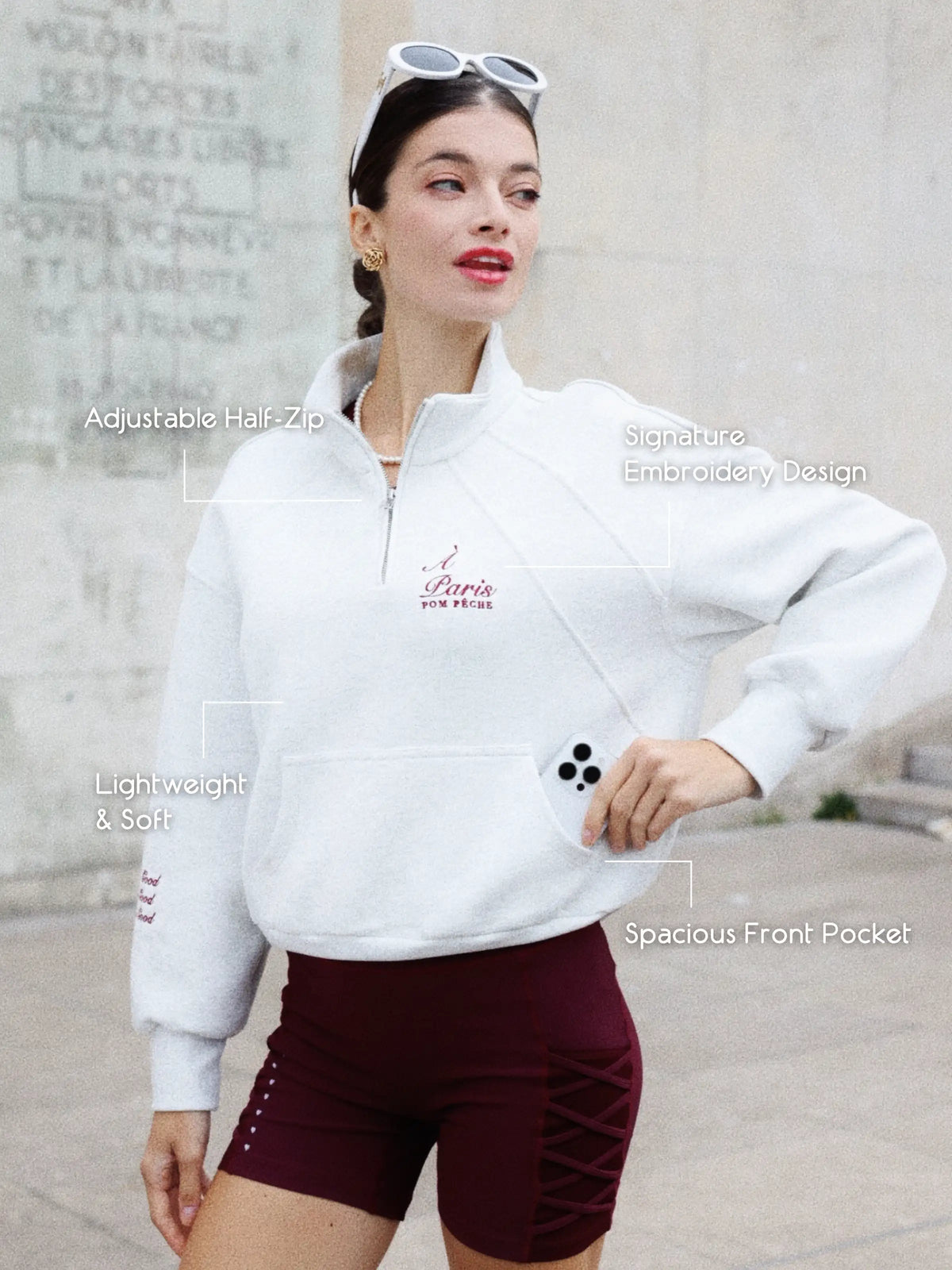 Poise™ Half-Zip Top Performance Sweatshirt-Gray