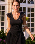 Poise™ Petal V-Neck Tennis Tank - Black