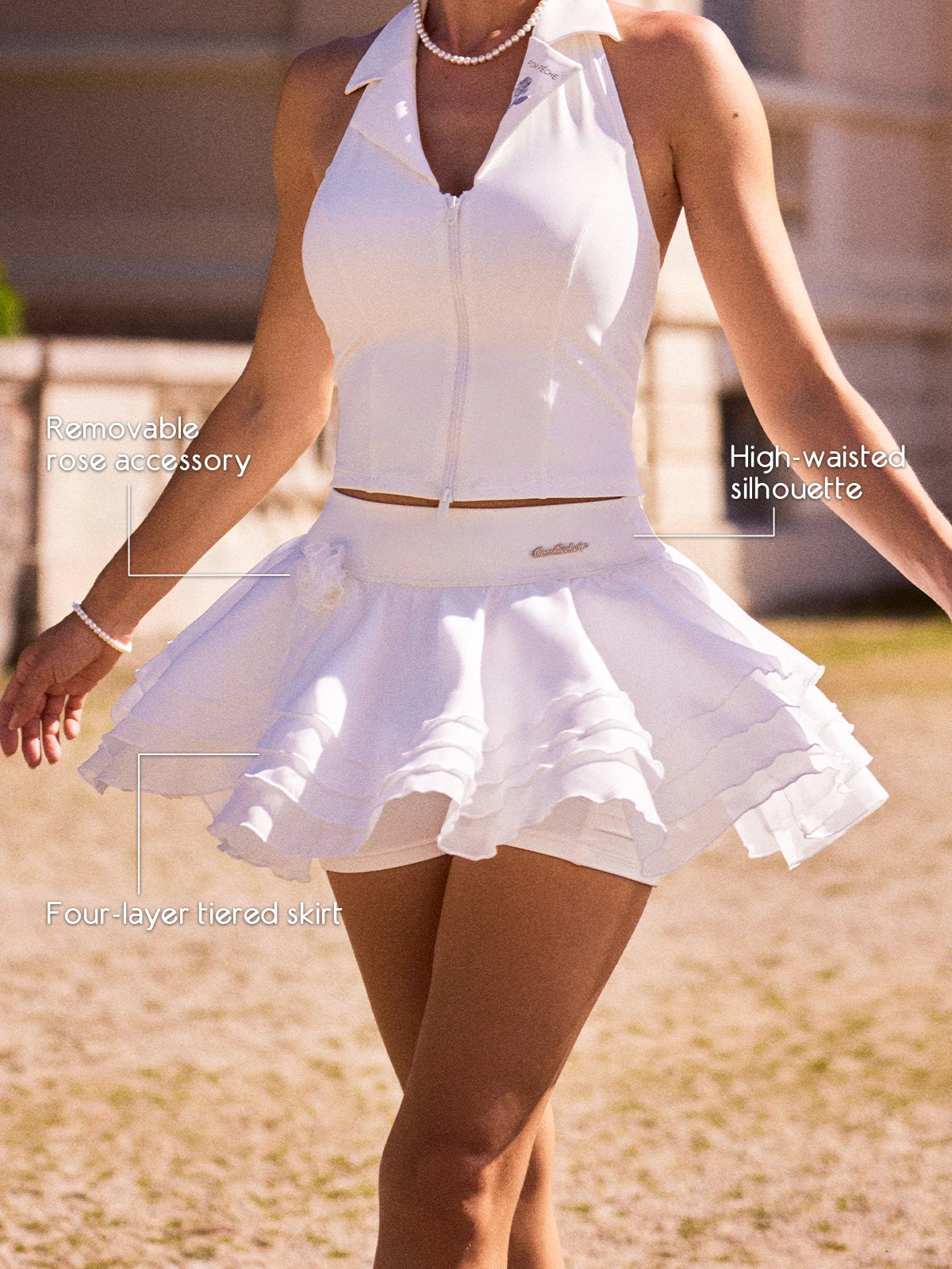 Spin™ Rose Petal Skirt - White