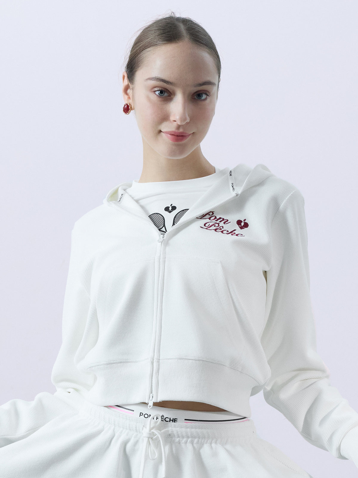NOVA Waffle Bow Hoodie - Paris White