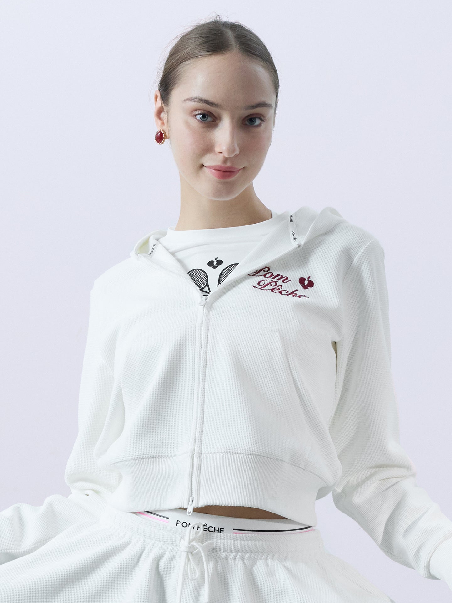 NOVA Waffle Bow Hoodie - Paris White