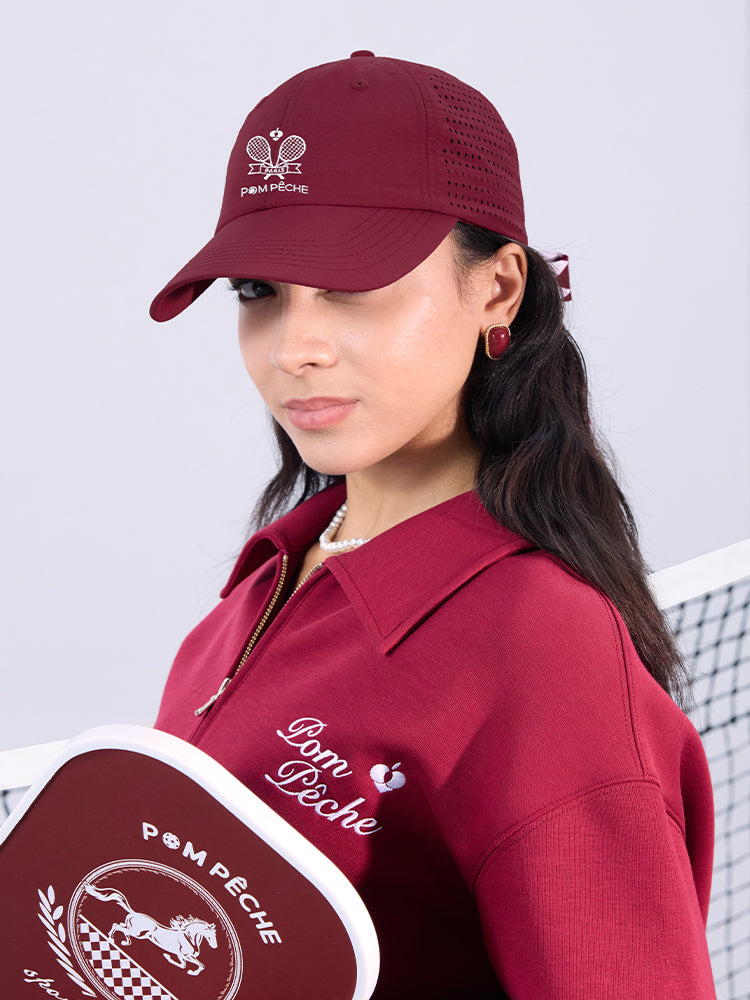 Red Soft Bow Tennis Cap
