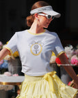 Contrast Trim Tennis Tee - White & Yellow