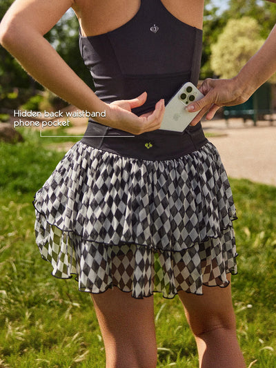 Spin™ Diamond Tiered Skirt-Black
