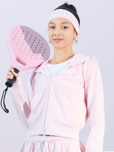 PAMELA Waffle Bow Hoodie - Cherry Blossom Pink