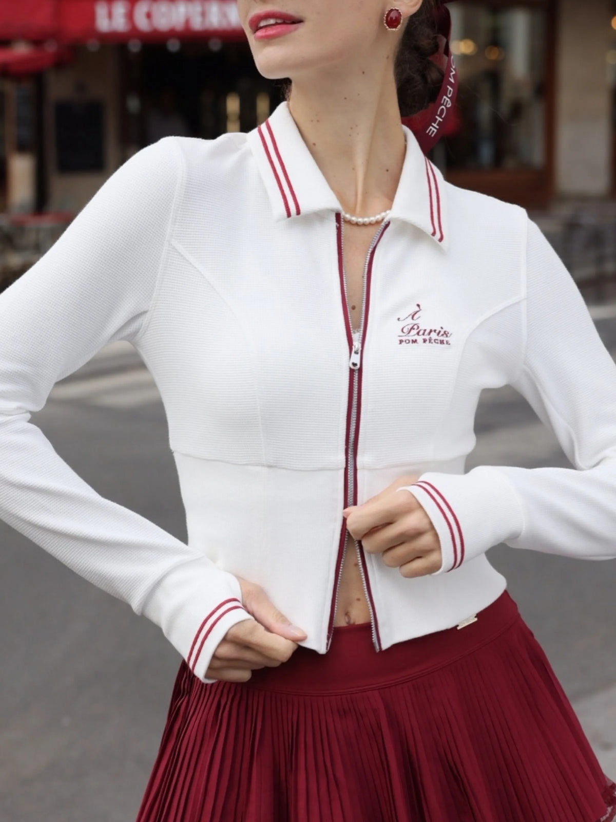 Poise™ V-neck Waffle Sweatshirt Jacket