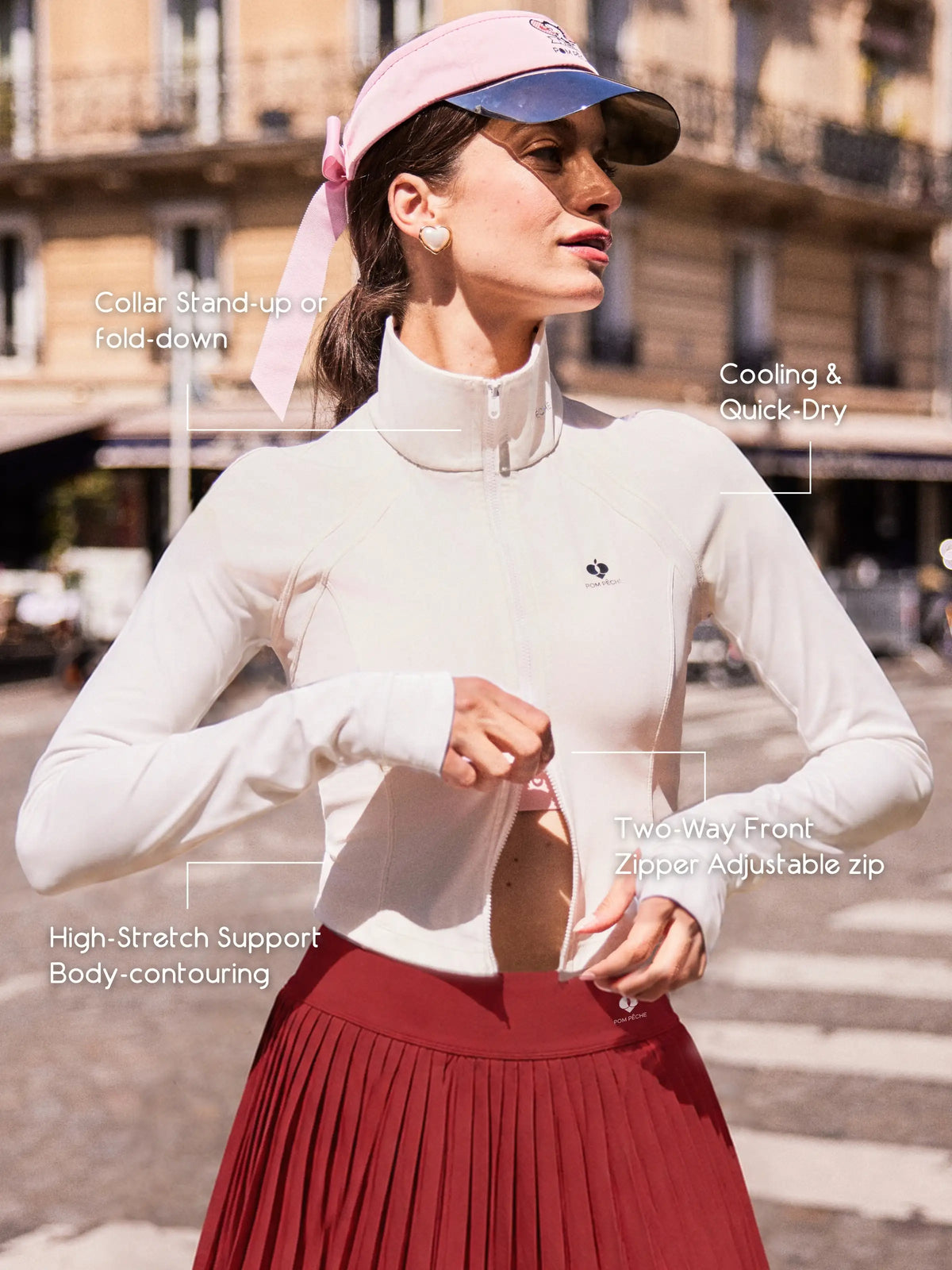 Poise™ Elite Essentials UV Sun Protection Long-Sleeve Athletic Jacket-White