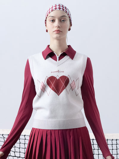 HELOISE Wool Sweater Vest - Heart Red