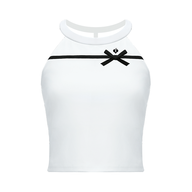 White Bow Halter Tennis Top
